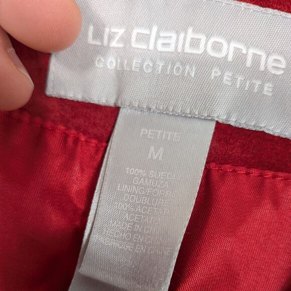 Y2K Suede Jacket PM Red Button Leather Button Collar Baddie Classic Fall Nyc - Picture 5 of 7